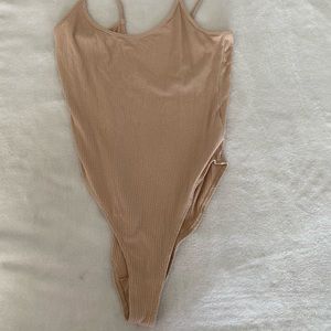 Beige Forever 21 high leg bodysuit